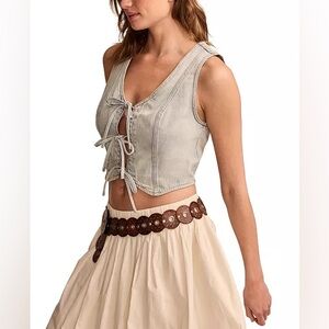 Size Small - Lucky Brand Women's Denim Tie-Front Vest